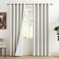 NICETOWN 100% Absolutely Blackout Linen Curtains with Thermal Insulated White Liner, Ivory, 62" Wide, 2 Pieces, Privacy Vertical Window Drapes for Office Laundry Living Room Windows 84 inch Long