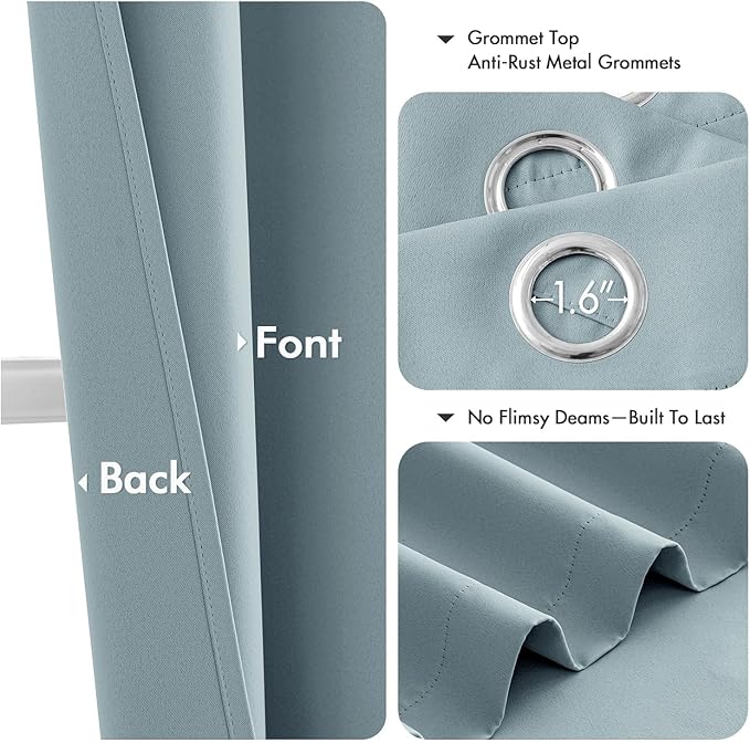 MIULEE Slate Blue Blackout Curtains for Bedroom Living Room 72 Inches Long 2 Panels, Thermal Insulated Room Darkening Drapes Solid Grommet Noise Reduction Light Blocking Window Treatments 40x72 Inch