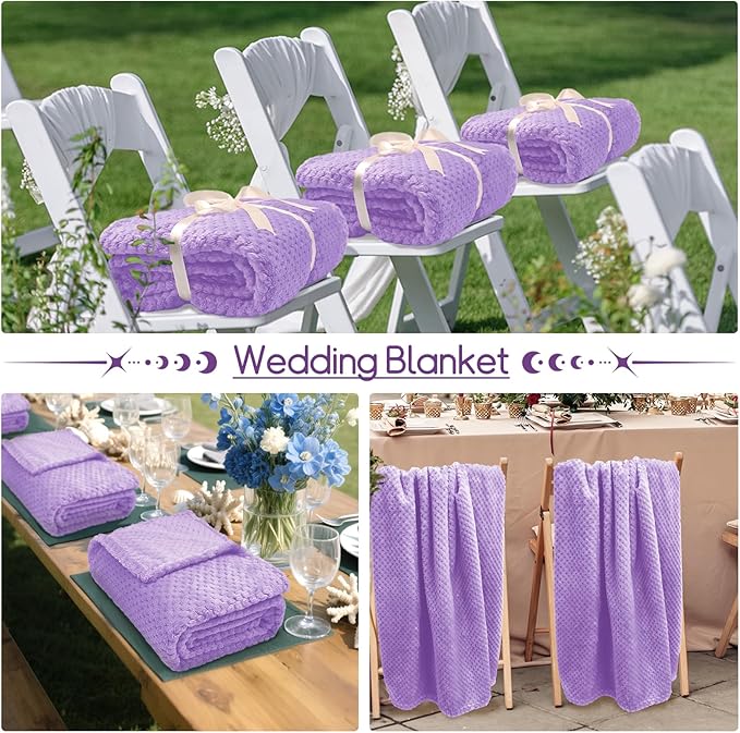 4 Pack Fleece Throw Blankets 50x60 Inches - Oeko-Tex Certified 100, 270 GSM Ultra Soft Plush for Bed, Couch and Cozy Gifts. 3D Waffle Texture, No Shedding No Pilling All Season (Lavender)