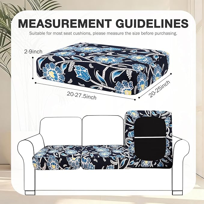 hyha 4Pcs Patio Cushion Covers, Stretch Outdoor Couch Cushion Covers Replacement, Washable Outdoor Chair/Sofa Slipcovers for Patio Furniture Cushions Protector with Elastic Bottom(Bluebell,Cover Only)