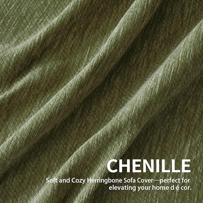 Couch Cover for Dogs, Boho Sofa Covers for 3 Cushion Couch, Chenille Sofa Slipcover for Pets Washable, L-Shape Sectional Couch Loveseat Cover Soft Throw Blankets with Tassels(71x118,Green)