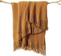 lifein Throw Blanket for Couch, Soft Boho Decor Bed Throw,Cozy Brown Knitted Chenille Small Knit Farmhouse Lightweight Throw (Golden Brown,50 * 60")