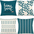 YCOLL Pillow Covers 20x20 Set of 4, Modern Sofa Throw Pillow Cover, Decorative Outdoor Linen Fabric Pillow Case for Couch Bed Car,Teal