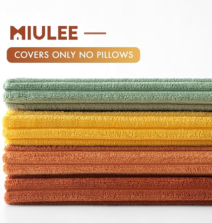 MIULEE Decorative Throw Pillow Covers 18x18 Inch Set of 4, Vibrant Cushion Covers Vintage Retro Home Decor, Mix and Match Color Clash Design for Sofa Couch Bed Living Room Yellow Rust Green