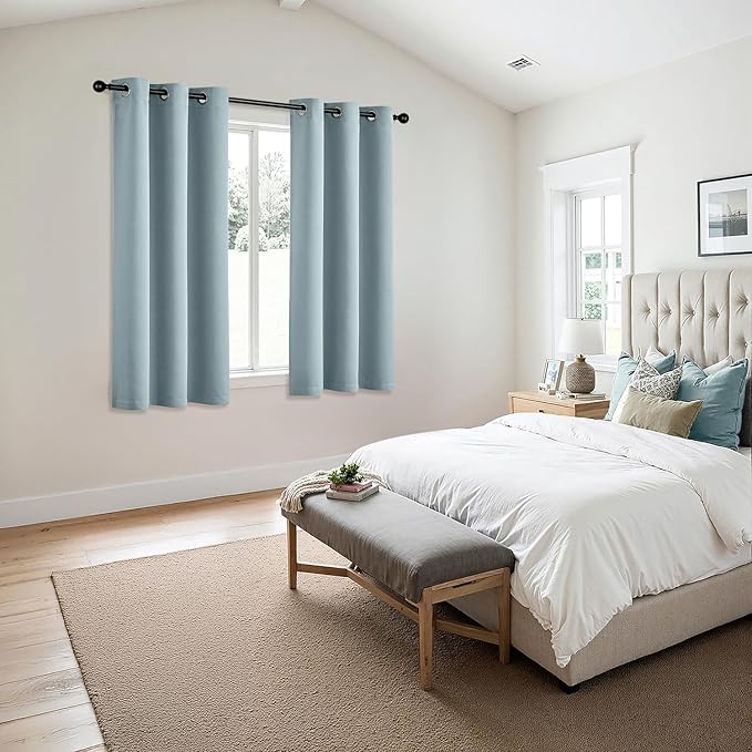 MIULEE Slate Blue Blackout Curtains for Bedroom Living Room 54 Inches Long 2 Panels, Thermal Insulated Room Darkening Drapes Solid Grommet Noise Reduction Light Blocking Window Treatments 40x54 Inch