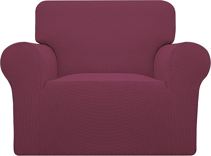 Easy-Going Stretch Oversized Chair Sofa Slipcover 1-Piece Couch Sofa Cover Furniture Protector Soft with Elastic Bottom for Kids Spandex Jacquard Fabric Small Checks ASH Rose