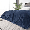 BEDELITE Fleece Throw Blanket for Couch – 3D Ribbed Jacquard Soft and Warm Decorative Fuzzy Blanket – Cozy, Fluffy, Plush Lightweight Navy Throw Blankets for Bed, Sofa, 84x90 inches
