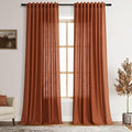 Nanspring Terracotta Long Linen Curtains 102 Inches Long 2 Panel Set Back Tab Boho Rustic Farmhouse Curtain for Living Room Semi Sheer Floor to Ceiling Luxury Home Decor for Bedroom Office 60x102
