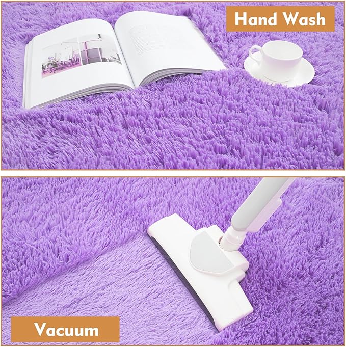 Super Soft Circle Rugs for Girls Princess Castle Toddlers Play Tent 5 Diameter Circular Area Rugs for Kids Bedroom Baby Room Decor Round Shag Playhouse Carpets(Φ5, Purple)