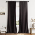 Guken Cocoa Coffee 100% Blackout Linen Curtains 120 Inch Length 2 Panels Set for Living Room Bedroom Back Tab/Rod Pocket Thermal Insulated Farmhouse Black Out Drapes Room Darkening,52x120