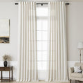 Nanspring 144 Inch Long Curtains 2 Panels for Living Room Back Tab Neutral Farmhouse Extra Long Drapes Semi Sheer Linen Curtain 144 inches Long for Floor to Ceiling High Window Patio Sliding Door