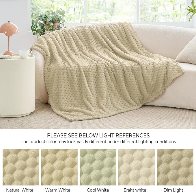 BEDELITE Fleece Throw Blanket for Couch & Bed - 3D Jacquard Decorative Almond Blanket, Super Soft and Cozy Warm Fuzzy Blanket All Seasons Suitable, 60x80Inches