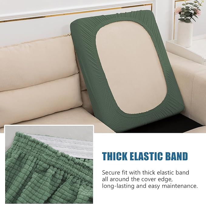 High Stretch Water Repellent Sofa Seat Cushion Covers Couch Slipcover Stretch Furniture Protector for Camper, RV Seat Cover Machine Washable, Chair Cushion Cover (Small, Matcha Green)