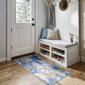 Washable Area Rugs 2'x5' Non-Slip Modern Abstract Soft for Living Room Entryway Bedroom Nursery, Print Pattern, Grey Blue Gold/Golden
