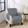 Great Bay Home Reversible Chair Cover - Washable Slipcover Furniture Protector with Elastic Straps - Perfect for Kids & Pets - Quilted & Stitched Detail (Mirage Gray/Flax)