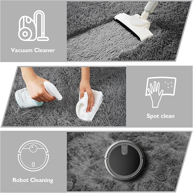 Shag Area Rug for Bedroom 5x8,Deep Grey Fluffy Area Rugs for Living Room,Soft Fuzzy Rug Non-Shedding Indoor Plush Carpet for Kids Bedroom Nursery Dorm Home Decor