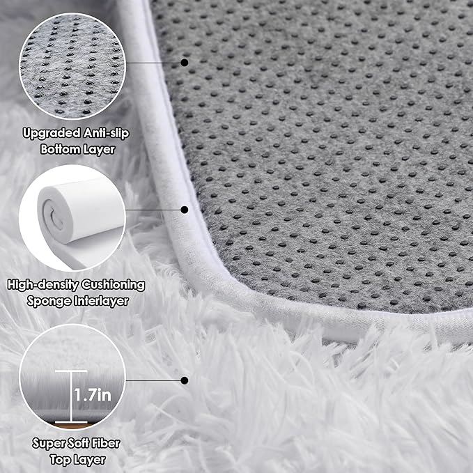 ONASAR White 6x9 Area Rugs for Living Room Bedroom, Large Fluffy Bedside Throw Rug, Soft Plush Shaggy Fuzzy Floor Carpet for Nursery Kids Girls Boys Teen Dorm Home Office Decor Aesthetic
