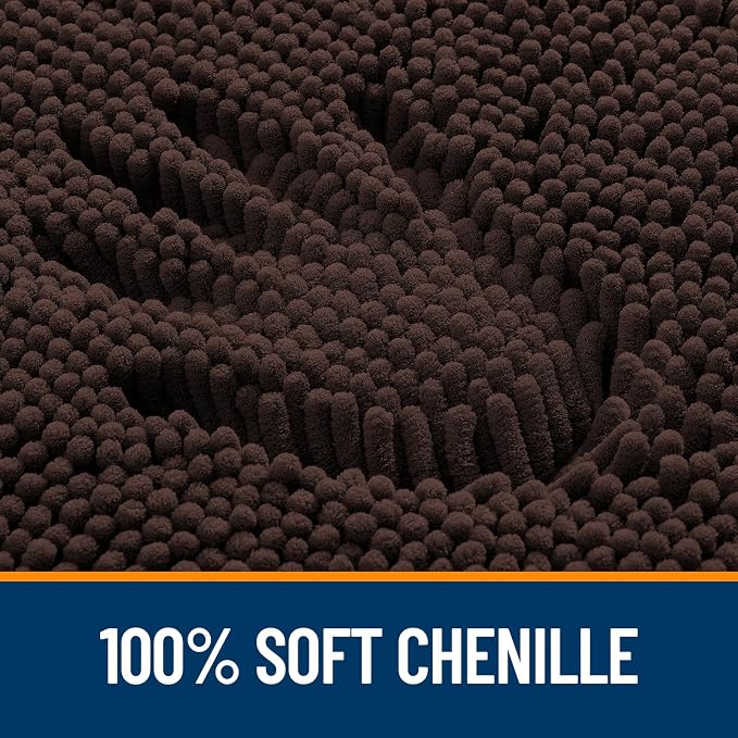 Bath Rugs 47 x 24 Inch Chenille with Rubber Backing, Machine Washable