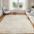 5x7 Area Rugs for Living Room Washable Rug: Anti-Skid Abstract Modern Living Room Rug Soft Thin Carpets Indoor Floor Non-Shedding Carpet for Bedroom Dining Farmhouse Nursery Beige White