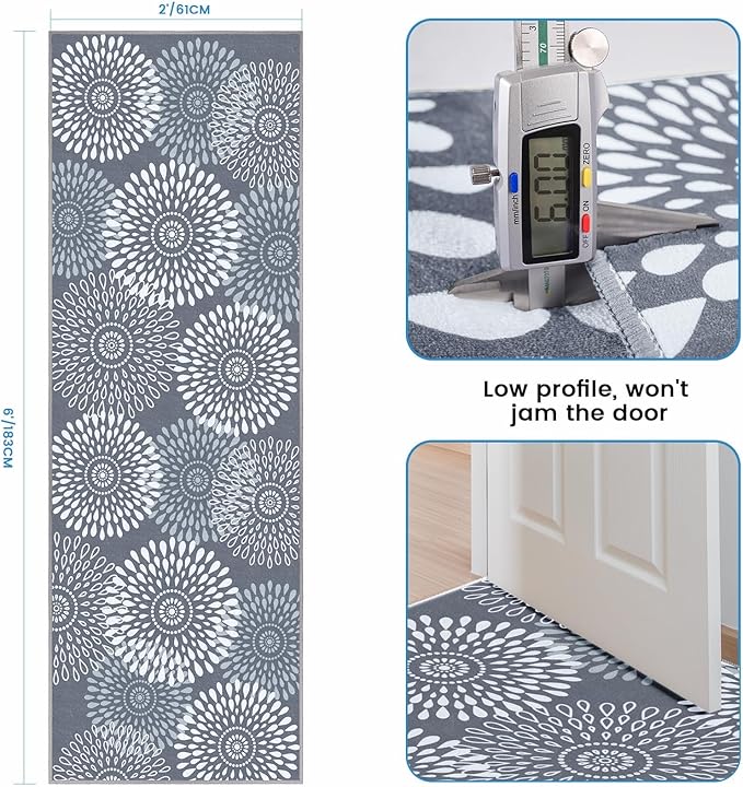StepRite Runner Rug 2 x 6 ft, Washable Rugs, Hallway Runner Rugs, Kitchen Runner Rug Non Slip, Soft Runner with Rubber Backing for Kitchen, Hallway, Laundry, Bedroom, Living Room