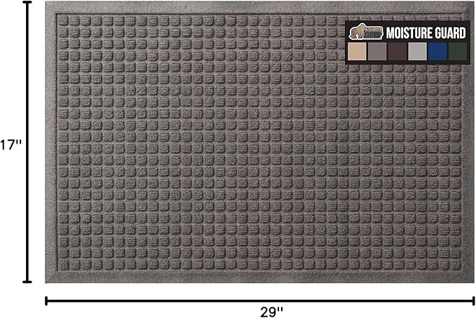 GORILLA GRIP® Ultra Absorbent Front Door Mat Outside Entrance, Traps Dirt and Moisture, HydroABSORB Indoor Outdoor Doormat Holds 1.7 Cups Water, Stain and Fade Resistant Welcome Mat, 29x17 Charcoal