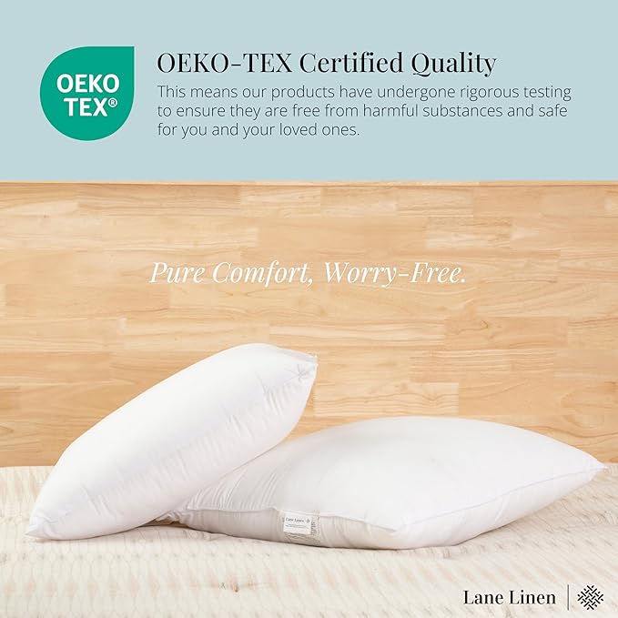 LANE LINEN Throw Pillow Inserts 18" x 18" - Set of 8 White Down Alternative Pillows for Bed, Sofa, and Couch - Fluffy Decorative Stuffer Pillow for Indoors