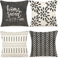 YCOLL Pillow Covers 20x20 Set of 4, Modern Sofa Throw Pillow Cover, Decorative Outdoor Linen Fabric Pillow Case for Couch Bed Car, Rustic Gray