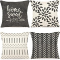 YCOLL Pillow Covers 18x18 Modern Sofa Throw Pillow Cover, Decorative Outdoor Linen Fabric Pillow Case for Couch Bed Car (Rustic Gray, 18x18,Set of 4)