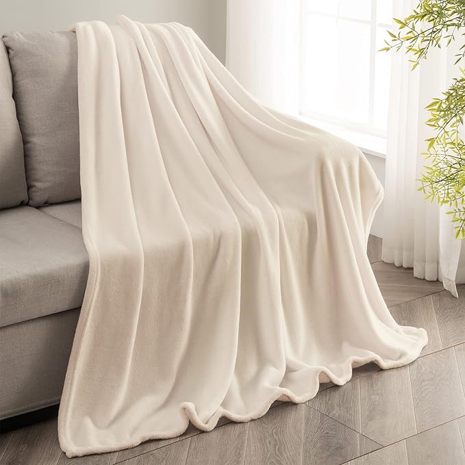 BEDELITE Fleece Blanket Twin Size Beige Throw Blankets for Couch & Bed, Luxury Plush Cozy Fuzzy Blanket 60x80 inches, Super Soft Warm Lightweight Throw Blanket for Travel Camping