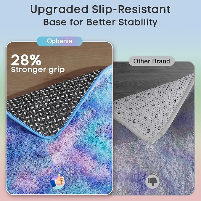 Ophanie Rainbow Purple Mermaid Rugs for Living Room 6x9, Kids Fluffy Shag Fuzzy Plush Soft Carpets, Floor Shaggy Area Rugs for Bedroom, Carpet for Kids Girls Dorm Nursery Home Decor Aesthetic