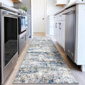 Area Rugs 2x8 Runner Rug: Washable Hallway Rug Modern Abstract Neutral Soft Non-Slip Low-Pile Indoor Carpet for Kitchen Bedside Entrance Laundry (Blue Grey Brown, 2'x8')