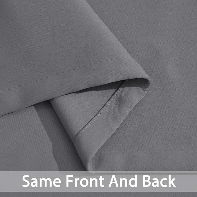 Yakamok Blackout Curtains Room Darkening Thermal Insulated Window Panels,Solid Grommet Top Drapes for Bedroom/Living Room(62Wx63L, Grey, 2 Panels)
