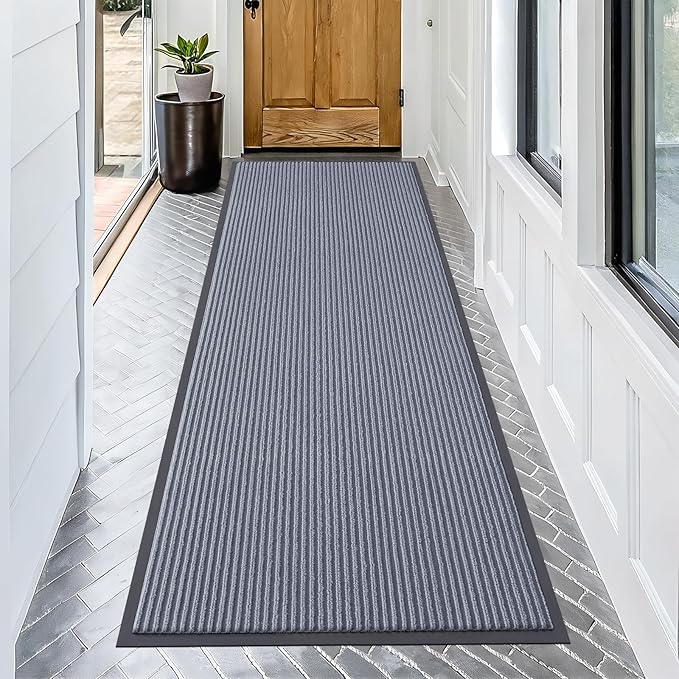 OLANLY Front Door Mat Indoor Outdoor Entrance, Waterproof Heavy Duty Doormat, Fade Resistant, Low Profile, Easy Clean Patio Porch Welcome Floor Mats for Entry, 71x30, Ash Grey