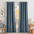 NICETOWN Faux Linen Mist Blue Blackout Curtains 84 inches Long for Living Room - Privacy Panels for Bedroom, Modern Farmhouse Style Easy Care Grommet Top, 2 Panels, W52 by L84