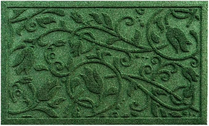Boho Green Floral Leaves Outdoor Indoor Entrance Doormats, Absorbent Durable Heavy Duty Welcome Front Door Mat,Thick Natural Rubber Back,Easy Clean Entryway Mat 23x35 Inch, Low Profile