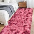 Tie-Dyed Red 3x10 Machine Washable Runner Rugs for Hallway Soft Fluffy Shaggy Bedside Rugs for Bedroom Living Room Indoor Floor Carpet for Kids Girls and Boys Nursery Rooms Home Decor Aesthetic