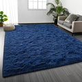 Deerhoo Shag Area Rug, 4 X 6 Plush Fuzzy Rugs for Living Room, Ultra Soft Fluffy Furry Rug for Bedroom, Indoor Carpet Nursery Rugs for Kids Room Home Decor, Navy Blue