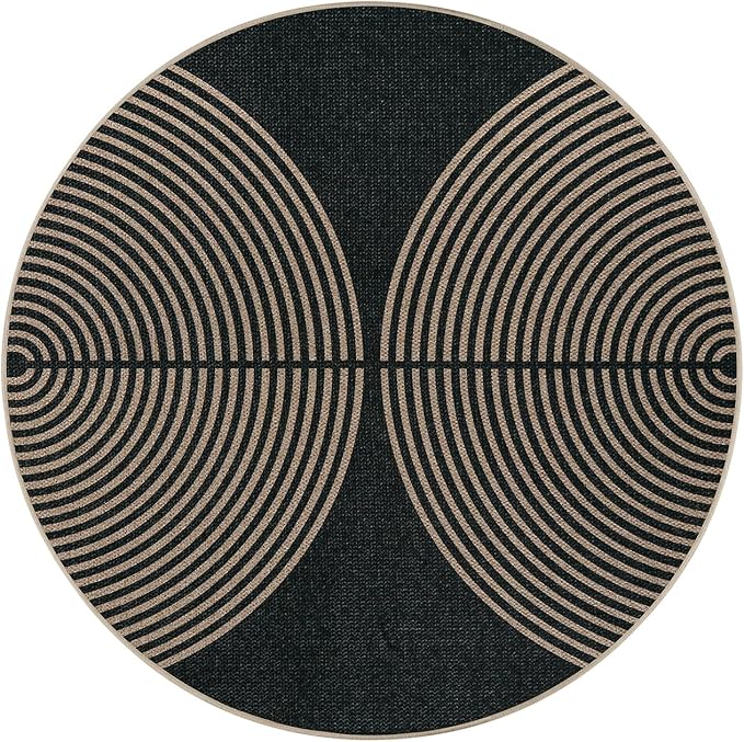 Lahome Enfys Modern Rainbow Round Washable Rug, 3ft Circular Indoor Outdoor Entryway Patio Rug, Farmhouse Non Slip Non Shedding Small Round Carpet for Bedroom Porch Living Room Decor