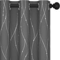 Deconovo Blackout Curtains, Grey Curtains, Thermal Insulated Soundproof Grommet Drapes, Silver Wave Dot Foil Print, 42 x 72 Inch, 2 Panels, Machine Washable Window Panel for Living Room Bedroom Office