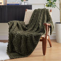 EXQ Home Fleece Blanket Throw XL for Couch or Bed - 3D Imitation Turtle Shell Jacquard Decorative Blankets - Cozy Soft Fuzzy Flannel Blanket Suitable for All Seasons(50"×70",Moss Green)