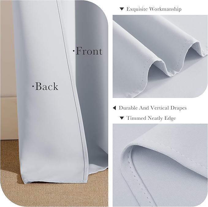 PONY DANCE 36 Inches Curtain Valances - Rod Pocket Window Covering Light Filtering and Privacy Protection Tiers for Home Decoration, 42 x 36 Inches, Greyish White, Set of 2