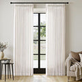 MIULEE Pinch Pleated Thick Linen Curtains 86 Inches Long 2 Panels Set for Living Room Bedroom, Linen Textured Drapes Pinch Pleat Back Tab Light Filtering Natural Farmhouse Semi Sheer Window Curtains