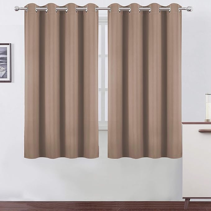 LEMOMO Cappuccino Blackout Curtains 66 x 63 Inch Length/Set of 2 Curtain Panels/Thermal Insulated Room Darkening Blackout Curtains for Bedroom