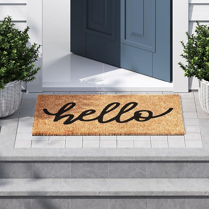 Barnyard Designs Doormat Welcome Mat for Outdoors, Large Front Door Entrance Mat, Brown (Hello, 36x24)