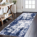 KOZYFLY Modern Abstract Runner Rug 2x6 Navy Blue Runners for Hallways Kitchen Rug Non Slip Washable Carpet Rug Runner Laundry Mat with Soft Low Pile for Entryway Bathroom Bedroom Kitchen