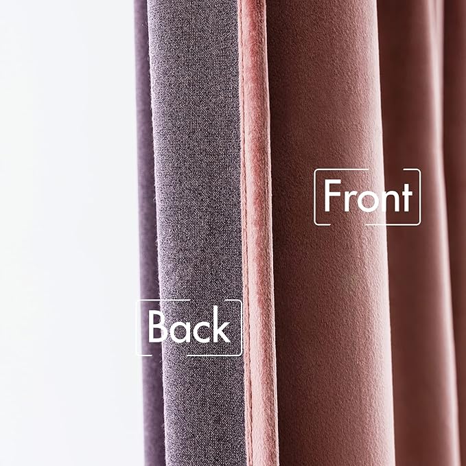 MIULEE Velvet Curtains 2 Panels Luxury Blackout Curtains for Bedroom Living Room Thermal Insulated Super Soft Window Drapes Rod Pocket & Back Tab, Dusty Rose Pink, W52 x L72 inches