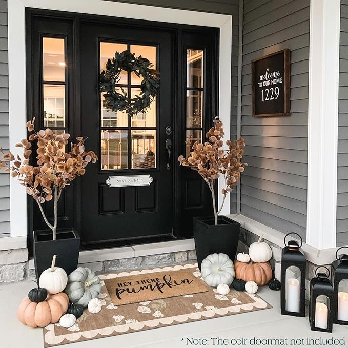Front Door Mat Indoor Entrance - 2x4.3 Ft Floral Washable Layered Doormat Outdoor Entrance Porch Rug Non-Slip Tan Boho Farmhouse Runner Rug for Kitchen Hallway Bedroom Laundry Room Porch Decor