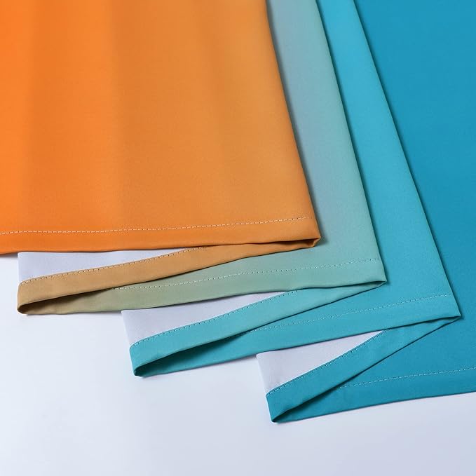 Yakamok Ombre Orange and Blue Curtains for Bedroom, Gradient Room Darkening Curtains, Grommet Thermal Insulated Light Blocking Window Drapes/Curtain for Living Room,52 x 36 Inch,2 Panels