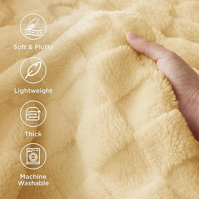 Bedsure GentleSoft Blankets Queen Size for Bed - Super Soft Cozy Blanket for Kids Girls, Large Fuzzy Fleece Throw for Bedroom Decor, Light Yellow, 90x90 Inches