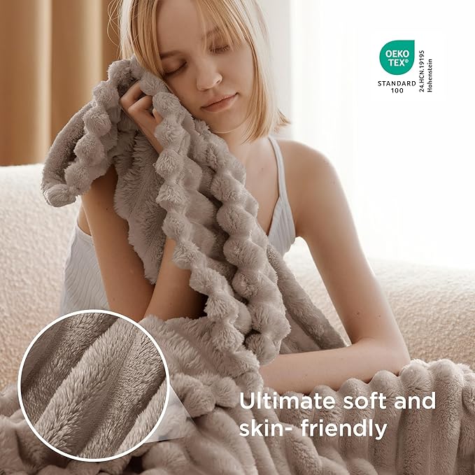 Bedsure GentleSoft Light Brown Fleece Blanket for Couch - Cozy Soft Blankets for Women, Cute Small Throws for Girls, 60x80 Inches